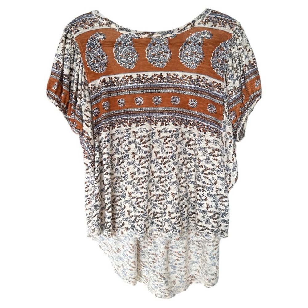Free People Paisley printed t-shirt in ivory size Small - Picture 2 of 8